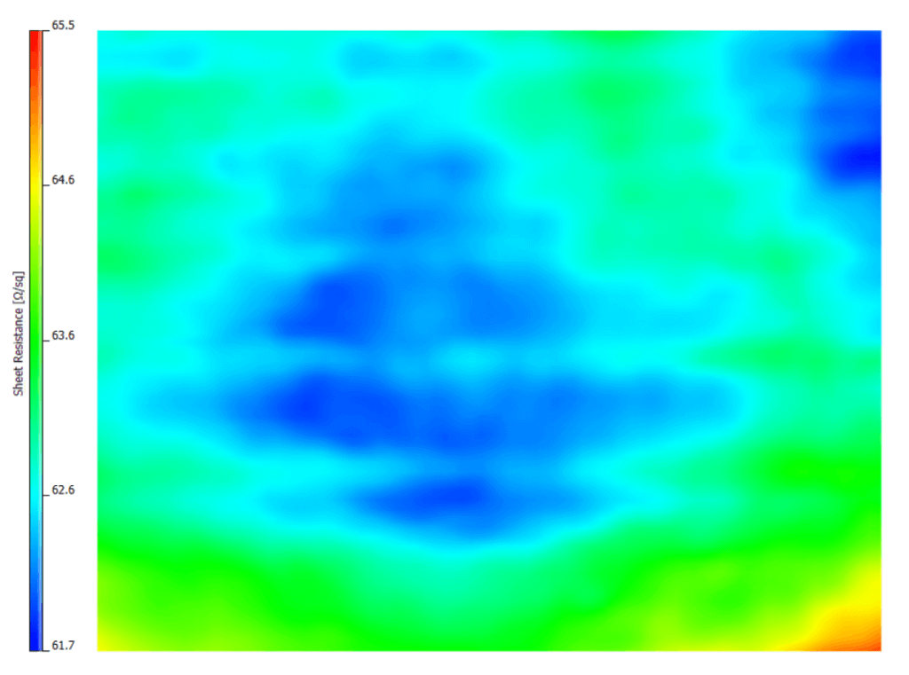 Imaging of a 110 µm anode coating with the sheet resistance value between 61 and 66 Ohm per square
