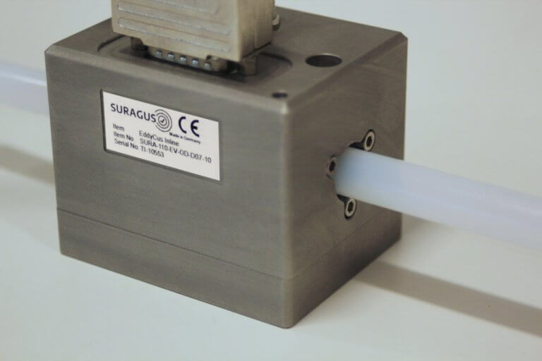 Product photo of the EddyCus® inline R ringsensor for slurry, paste and fluid monitoring isometric view