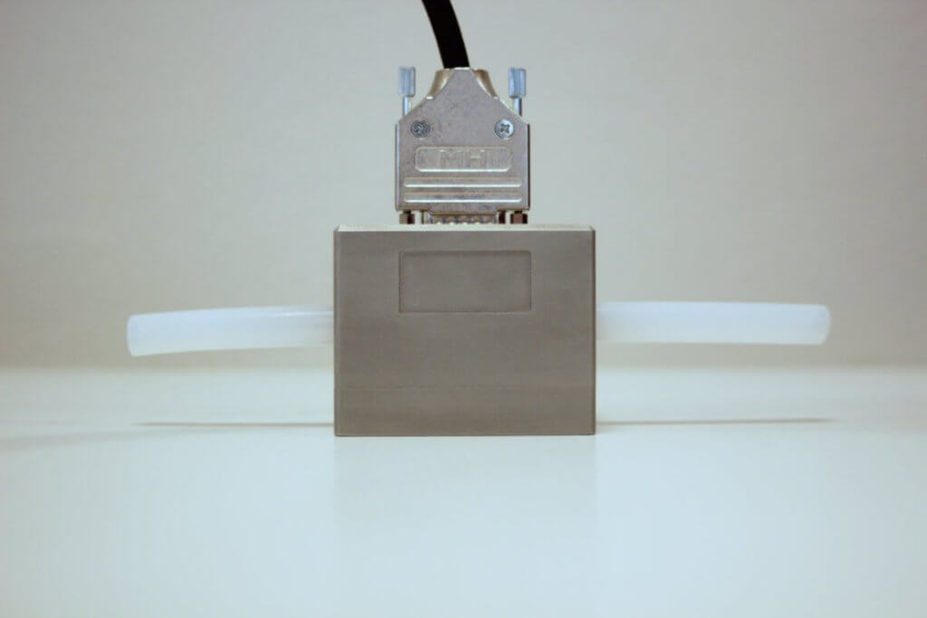 Product photo of the EddyCus® inline R ringsensor for slurry, paste and fluid monitoring side view
