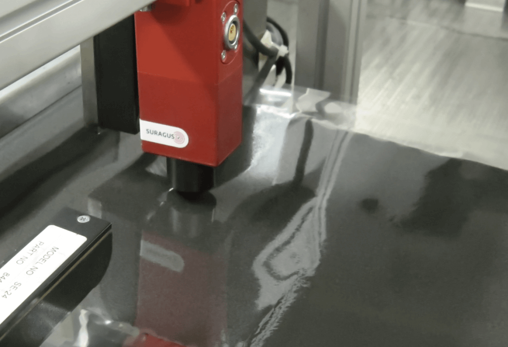 Eddy current inline sensor measures sheet resistance on a foil