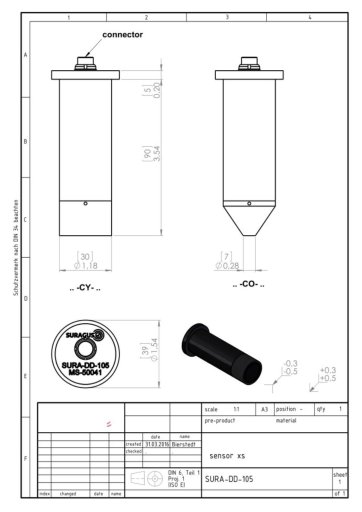 EddyCus sensor XS technical drawing